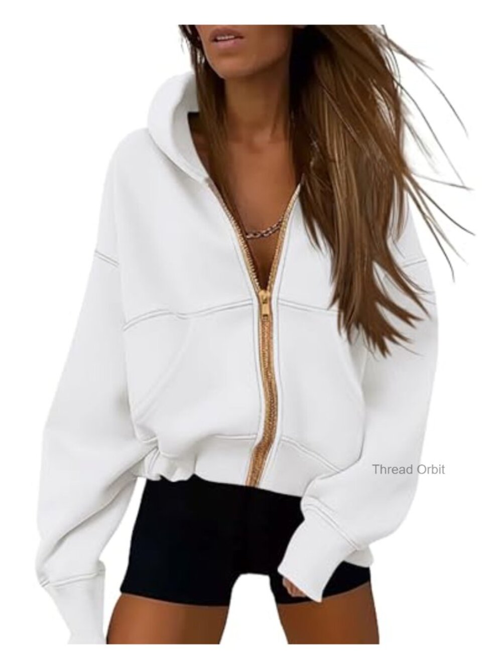 Womens Zip Up Fleece Hoodie Sweatshirt with Pockets Relaxed Fit